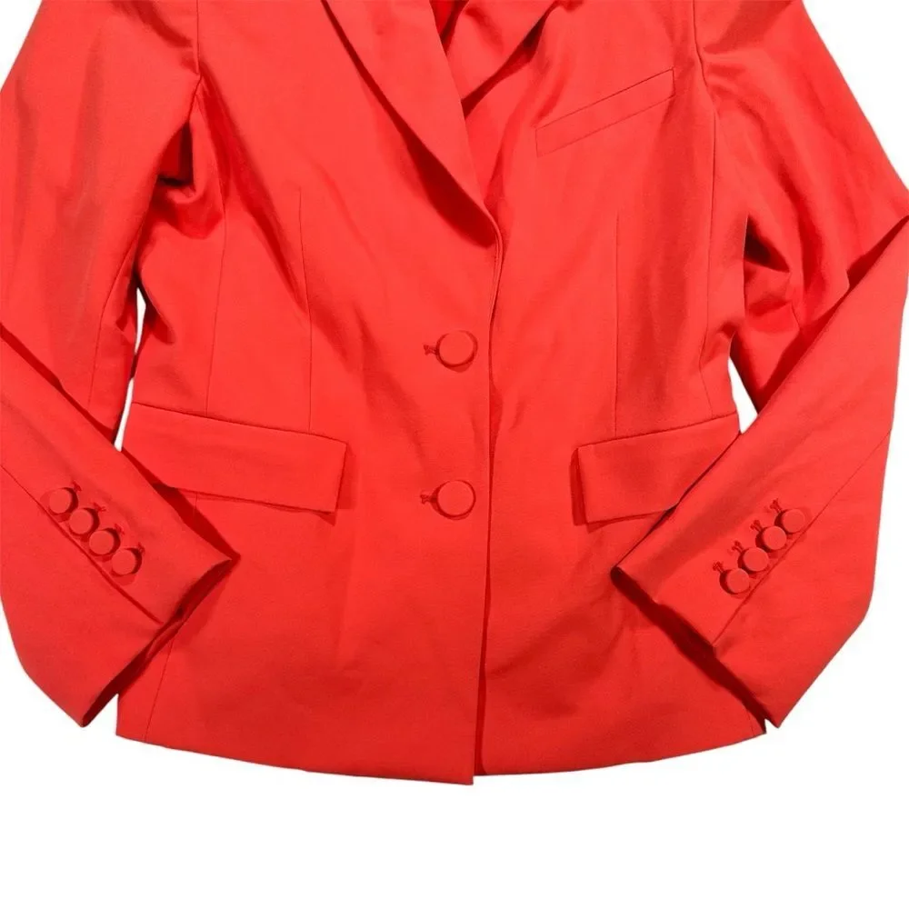 AKNVAS Valdi Classic Notch lapels Front Button Closure Blazer Sz 10 Coral Orange